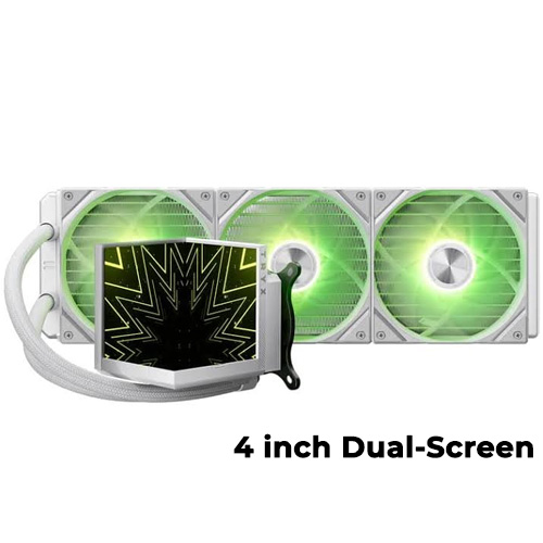TRYX Stage (White) 360mm ARGB AIO w/ 4inch Dual LCD Screen